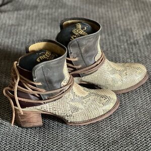Freebird Snakeskin and Brown Ankle Booties